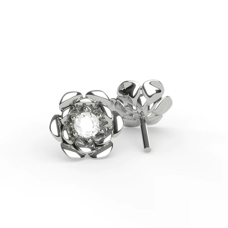 Rose Stud Earrings - Silver - Jawns